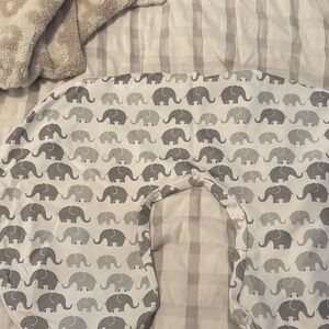 Elephant/Gingham Print Boppy Nursing Pillow Cover - Like New